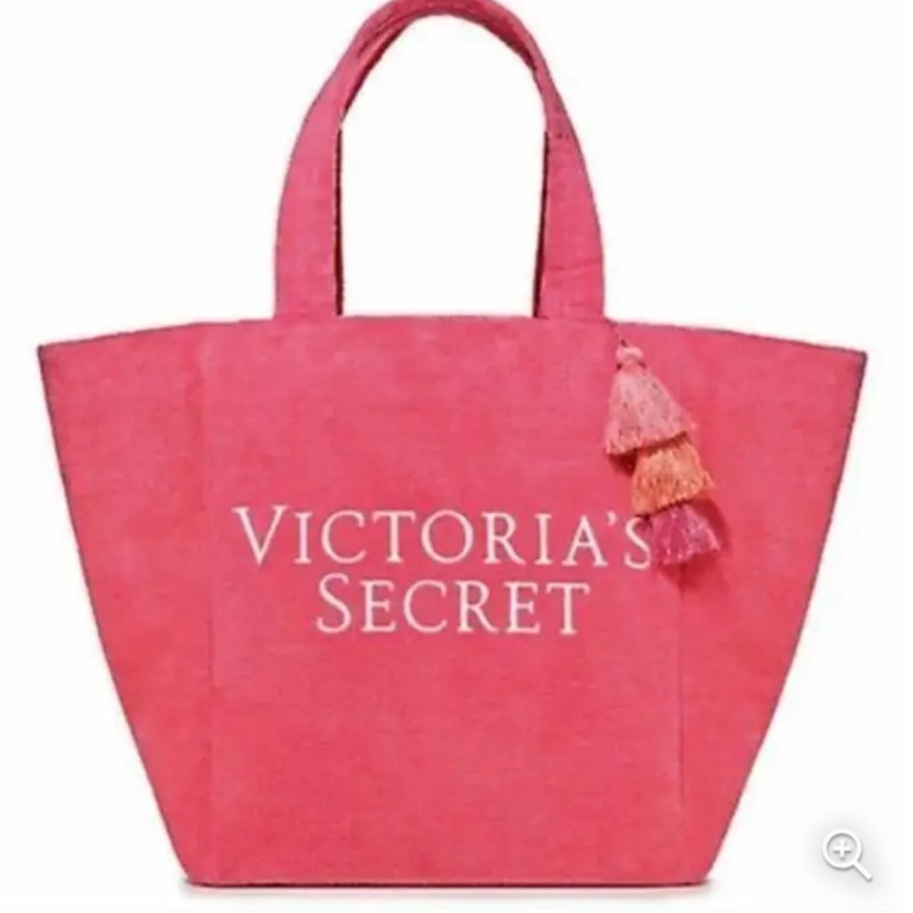 Victoria's Secret Terry Cloth Tote Bag With Tassel Pink